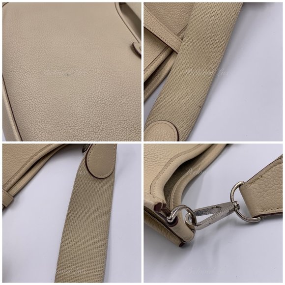 Authentic HERMES Ivory Beige Clemence Evelyne II PM Crossbody Bag - Picture 10 of 16